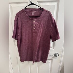 American Eagle Outfitters Men's Burgundy Henley Shirt